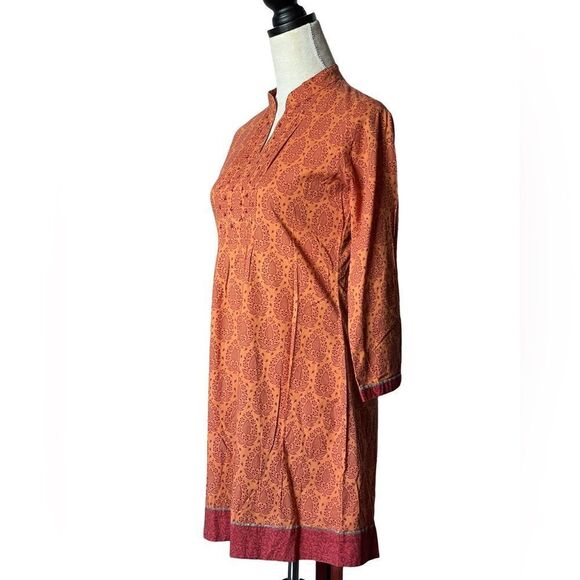 Westside Bohemian Long Orange Tunic w/ Red Designs & Sequins (Size: XS) - Picture 3 of 16